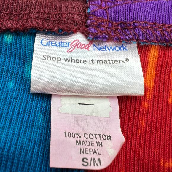 Greater Good Network Patchwork Boho 100% Cotton Hoodie Full Zip Size S/M - Picture 6 of 8